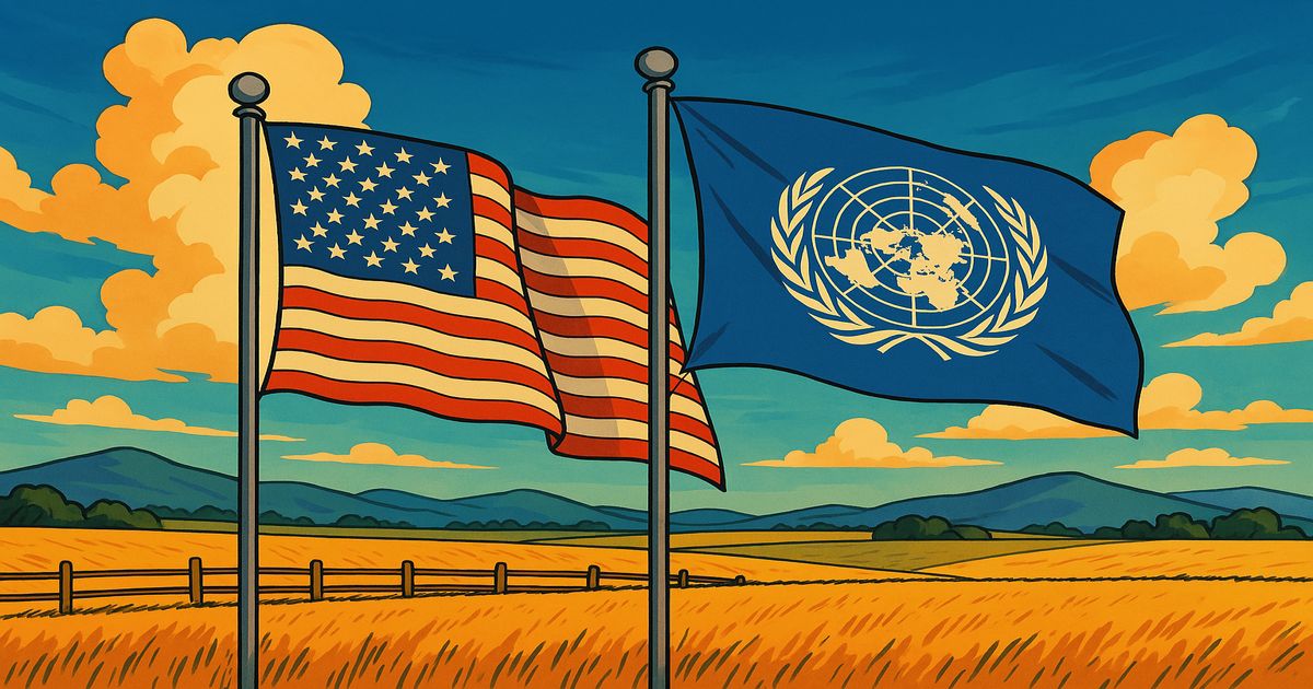 アメリカの国旗と国連の国旗